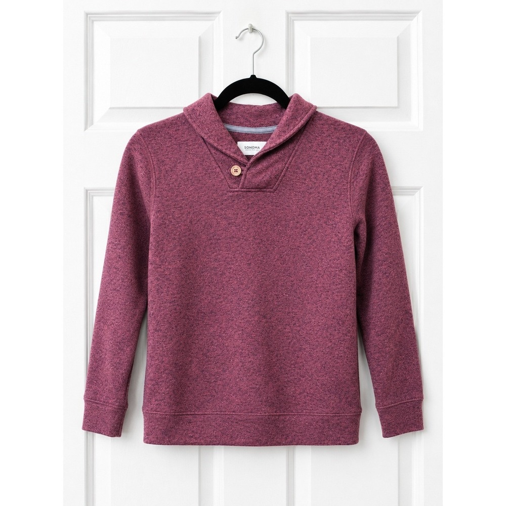 Sonoma Goods For Life Burgundy Marl Shawl Collar Pullover Sweater Size M 10/12